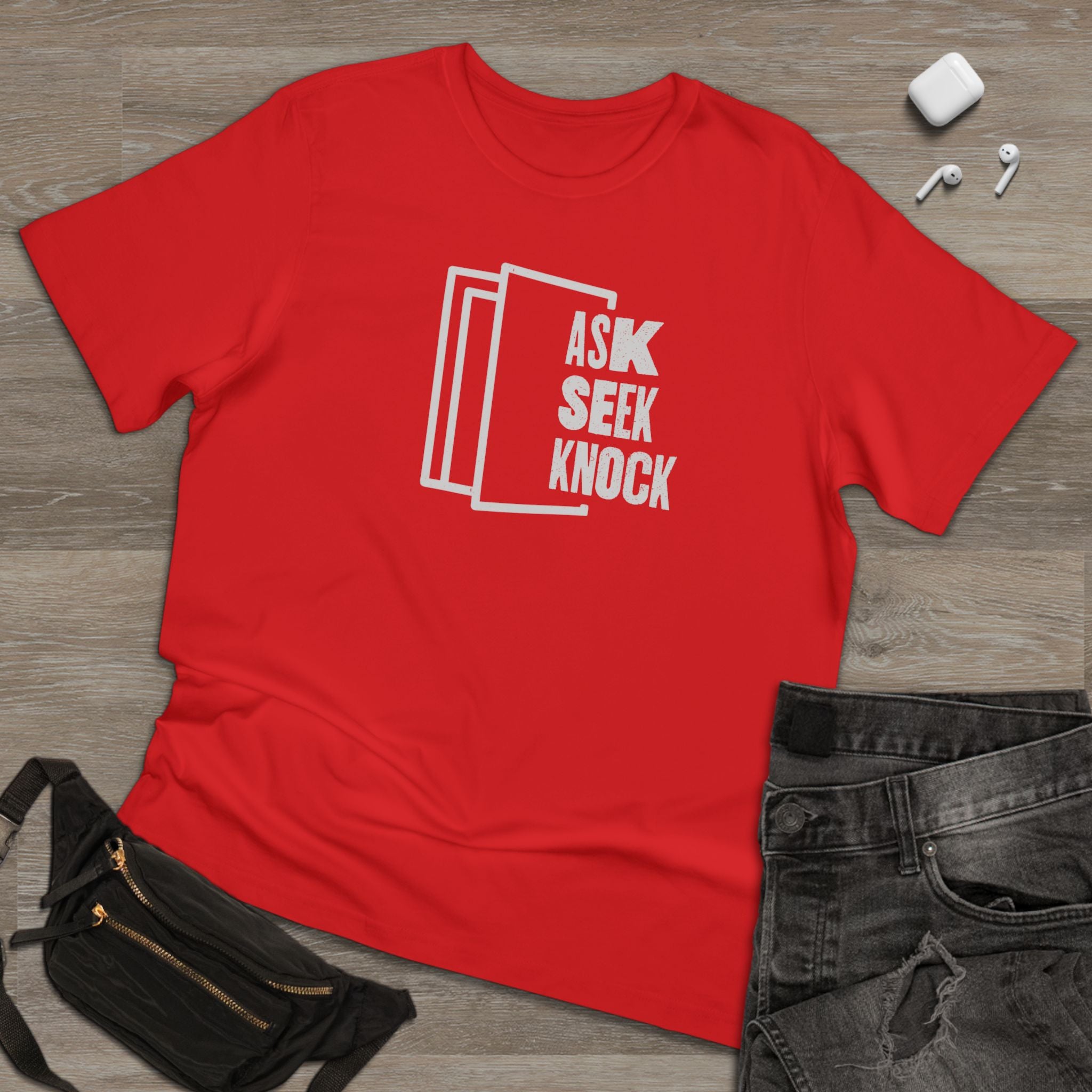 Ask. Seek. Knock. Unisex T-shirt